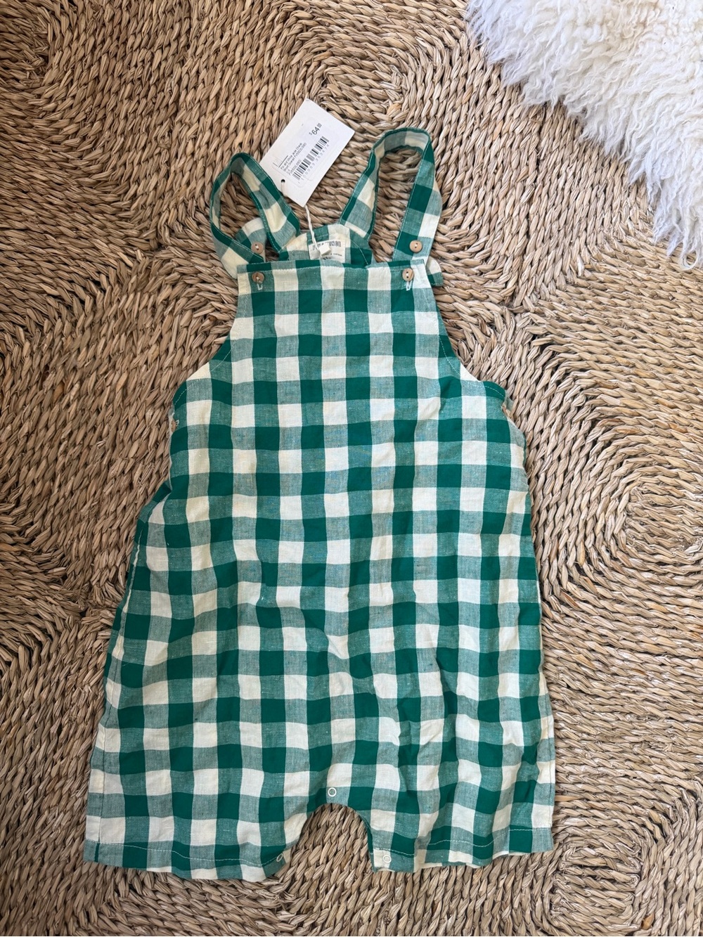 Green Gingham One-Piece Romper Fin and Vince 2T